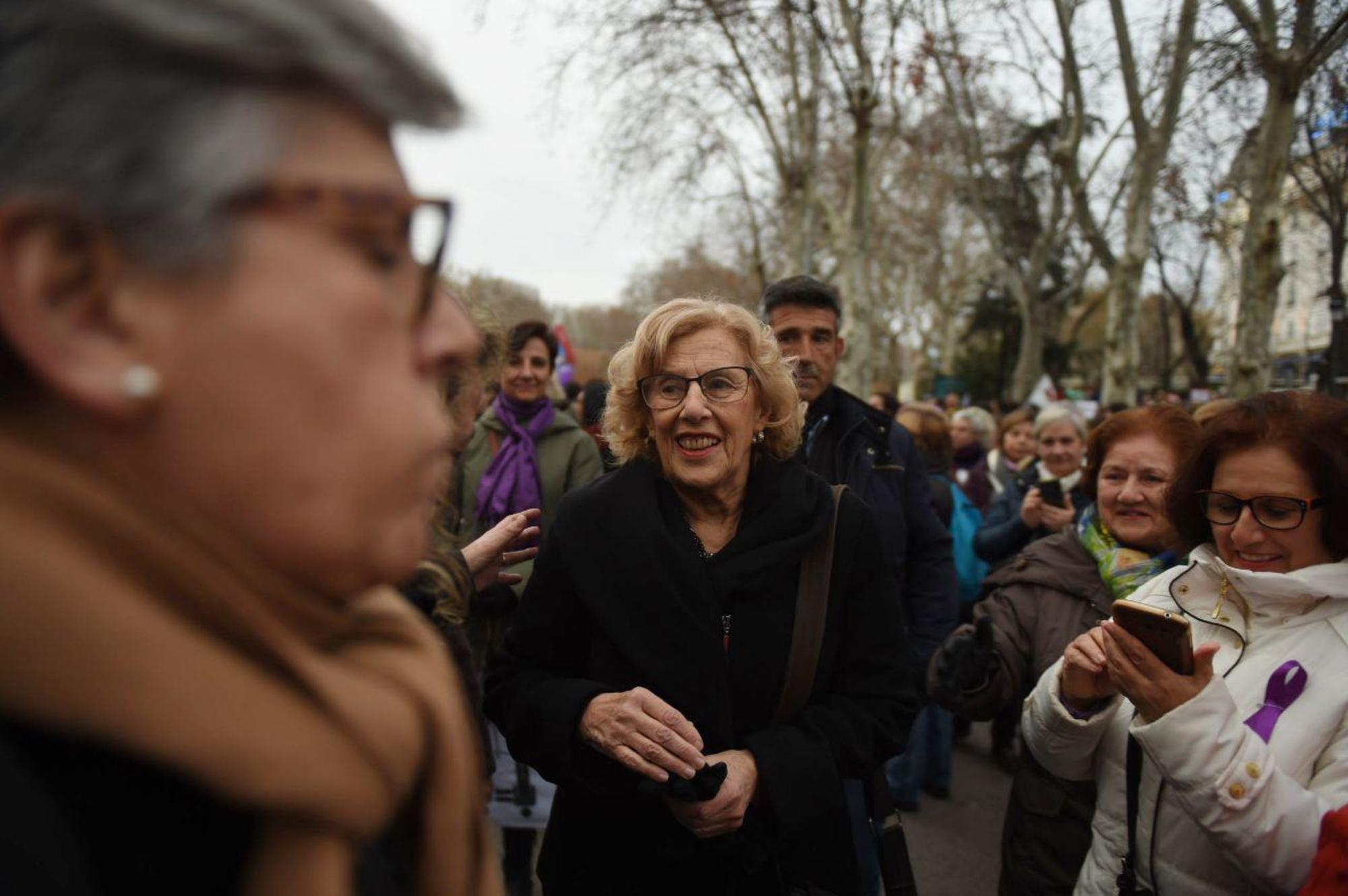 Manuela Carmena en la manifestación del 8M 2018