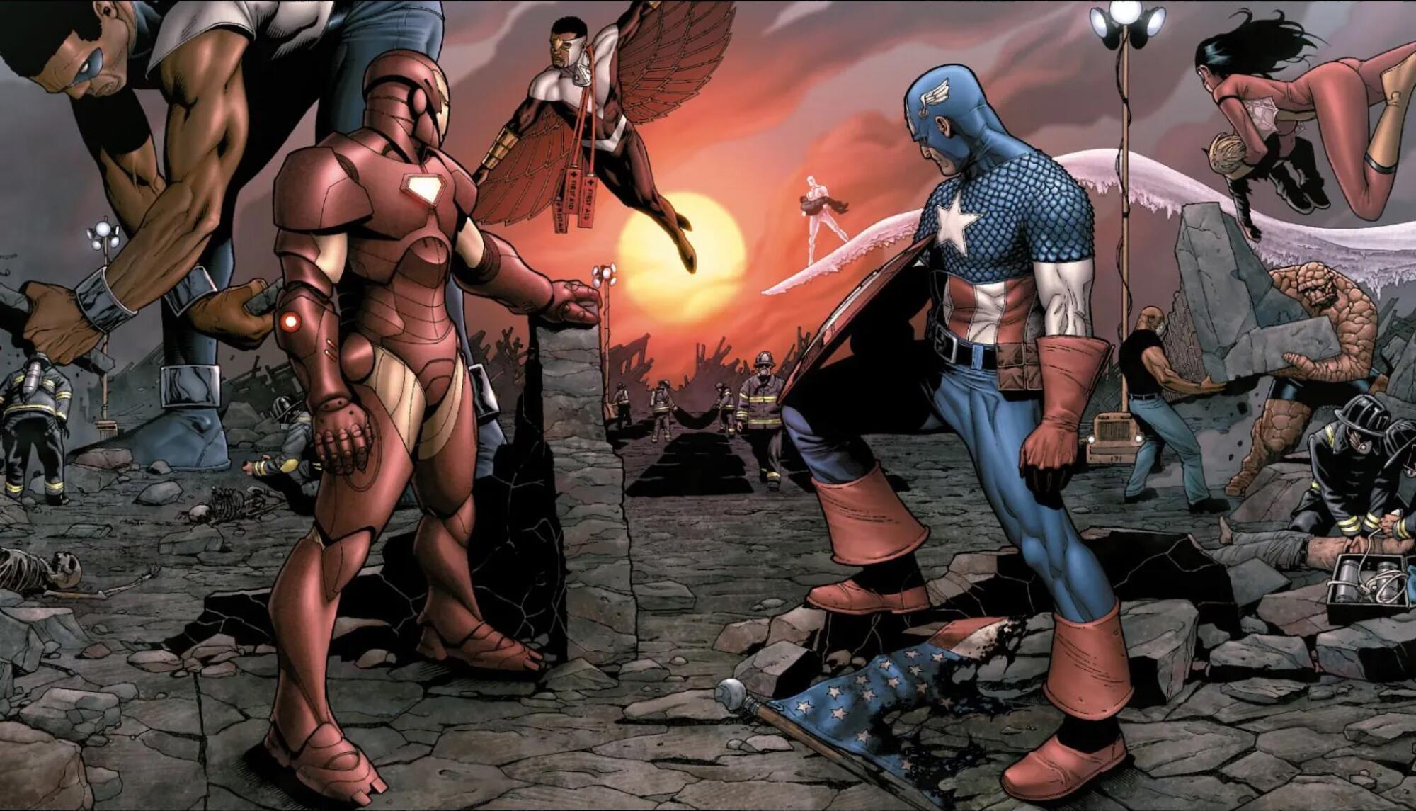 Ilustración promocional de la miniserie de cómic ‘Civil war’