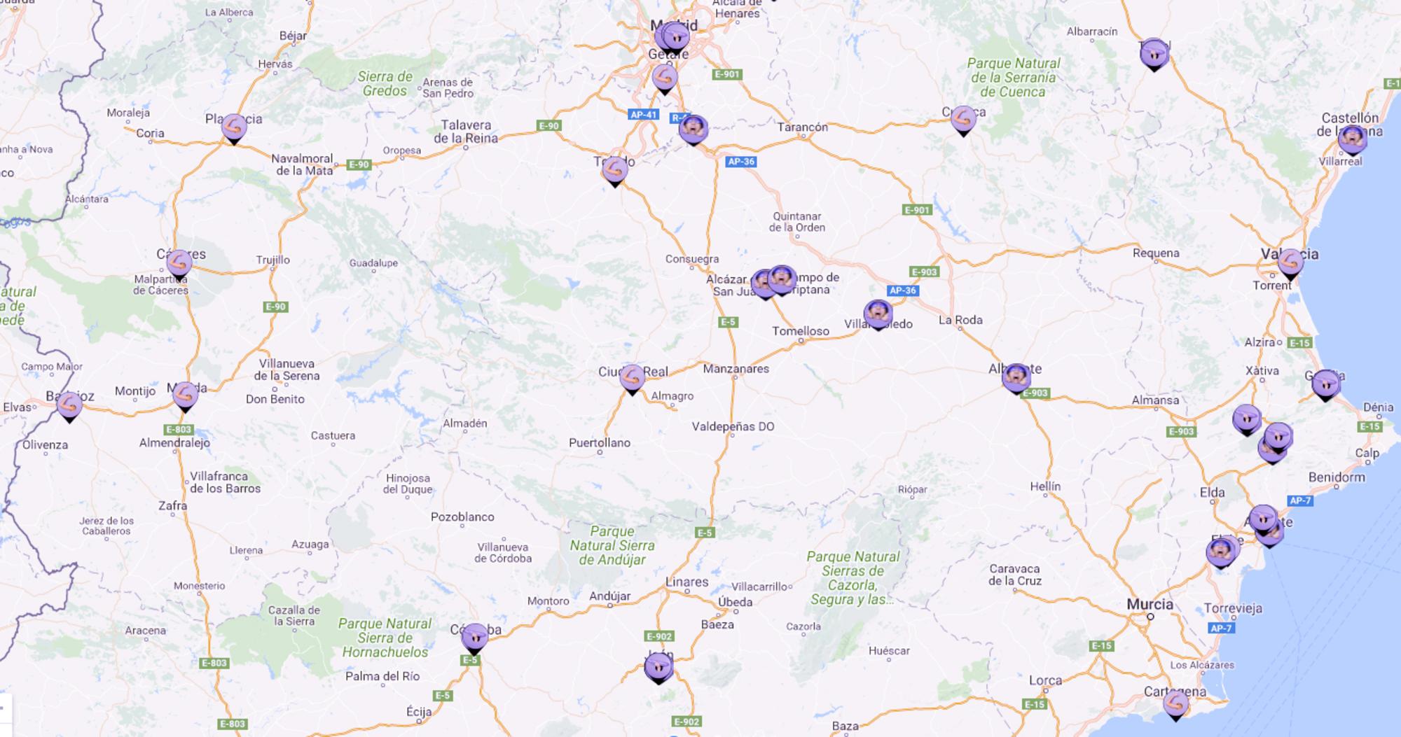 Mapa de la Huelga Feminista