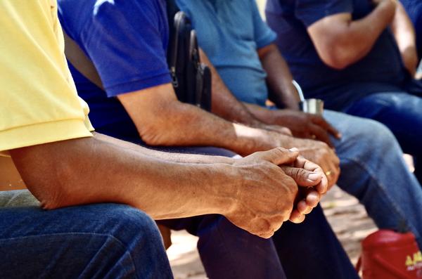 Reunión de campesinos en Agüerito, en el departamento de San Pedro, situado en el norte de Paraguay.