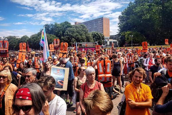 Protesta en solidadridad refugiados Berlín