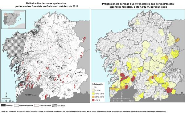 Mapa incendios en Galiza