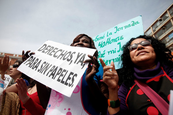 Manifestación de trabajadoras domésticas en Madrid en marzo de 2010.