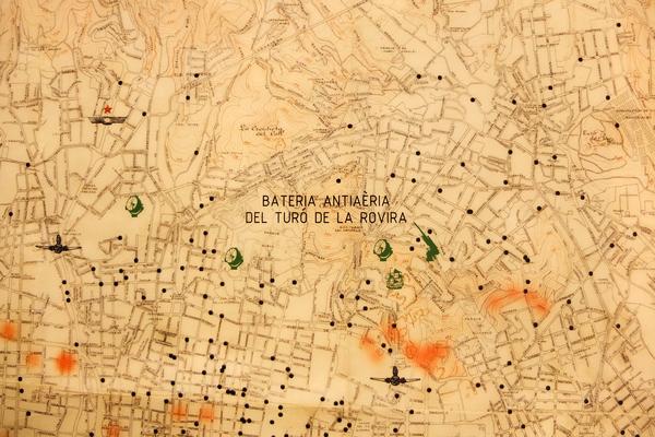 Mapa de la batería antiaérea del Turó de la Rovira