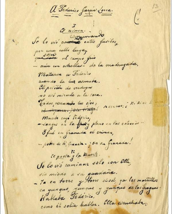 Manuscrito del poema de Antonio Machado