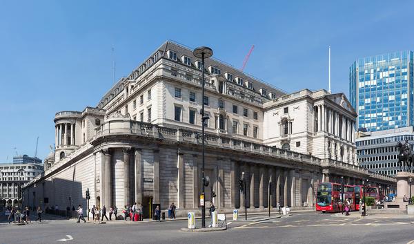 Fachada del Banco de Inglaterra, en Londres.