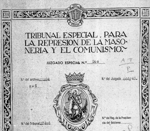 Portada de un expediente del Tribunal Especial franquista