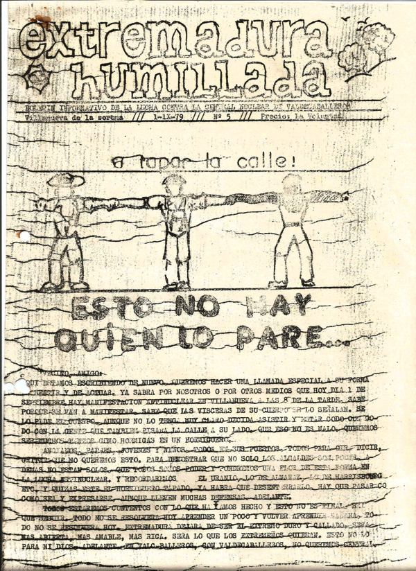 Portada del nº 5 del boletín Extremadura Humillada