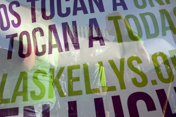 Concentración de apoyo a las kellys en Madrid, el 28 de febrero.