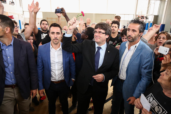 Puigdemont en el pabellón en Sant Julià de Ramis