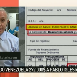 Eduardo Inda mostrando en La Sexta el documento del pago a Iglesias en Granadinas